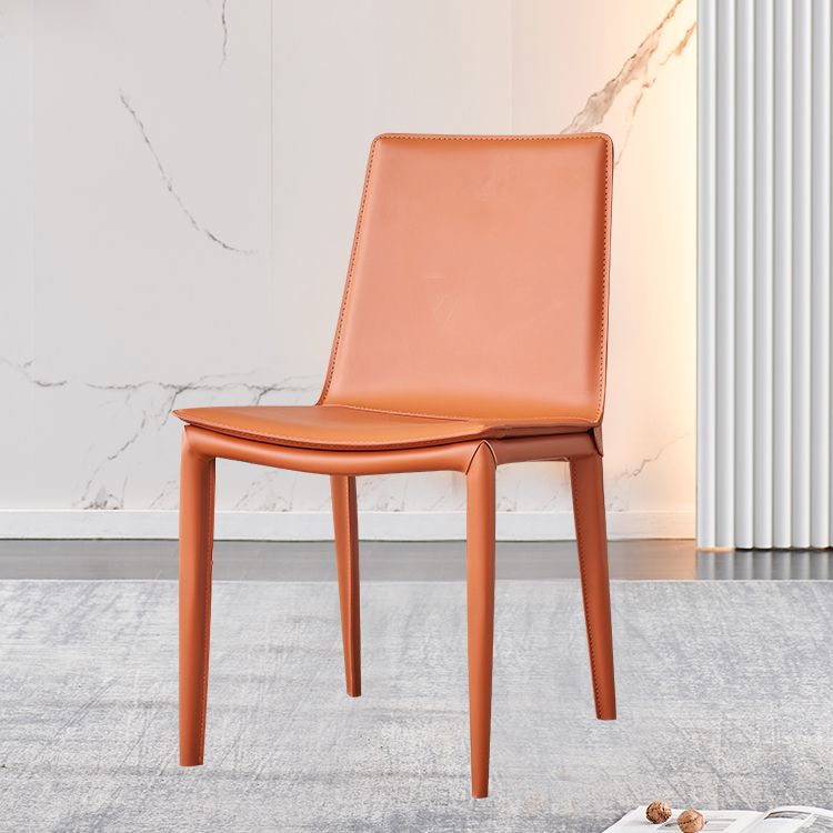 Modern Style Leather Dining Armless Chair Metal Side Chair for Home Use