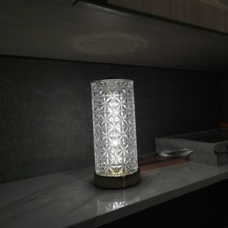 Lampada cilindrica di cristallo cilindrica Night Light Minimalist Gold Led Light per soggiorno