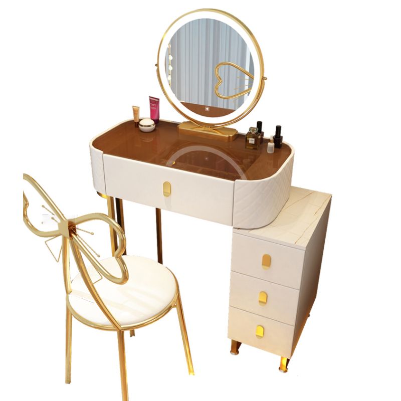 Dimmable Lighted Mirror Dressing Table 4 Drawers & Stool Make-up Vanity
