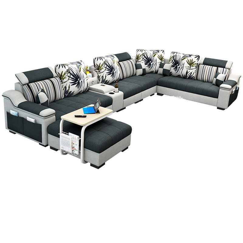 Sloped Arms Pillowed Back Cushions Sectionals Sofas for Living Room