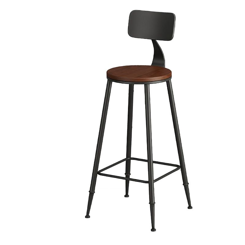 Contemporary Solid Wood Bar Stool Armless Dining Stool with Footrest