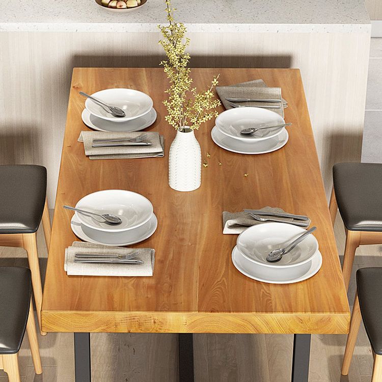 Rectangle Pine Wood Top Dining Table Set 1/5 Pieces Industrial Dinette Set for Home