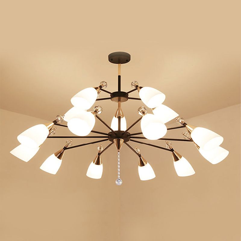 Metaal sputnik kroonluchter verlichtingsarmatuur moderne stijl hangende lamp in het zwart