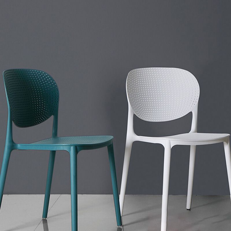 Silla lateral moderna de plástico para interior y exterior, silla lateral de comedor con respaldo abierto para el hogar