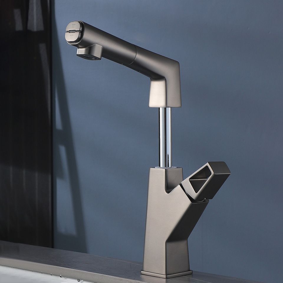 Bathroom Sink Faucet Lifting Lever Handle Pull-out Rotary Handle Faucet