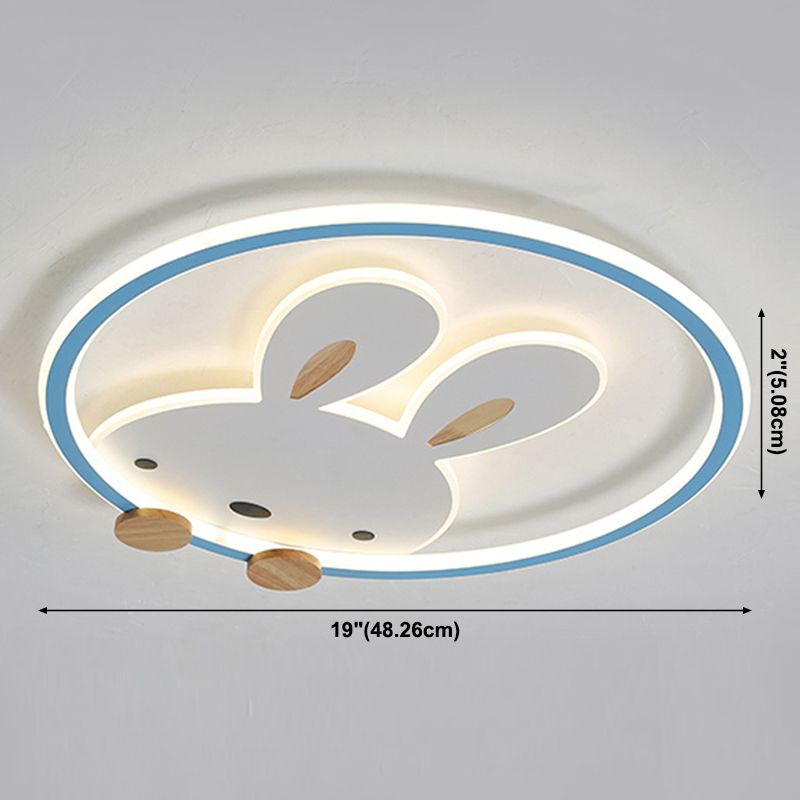 Rabbit Modern LED Ceiling Lamp Acrylic Shade Flush Mount Light Fixture for Children's Room