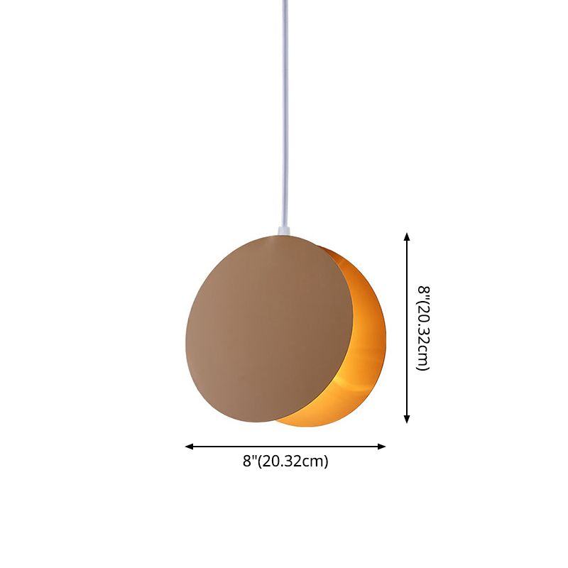 Shell Inspired Round Pendant Lamp Macaron Style Metal 1-Light Diner Ceiling Light