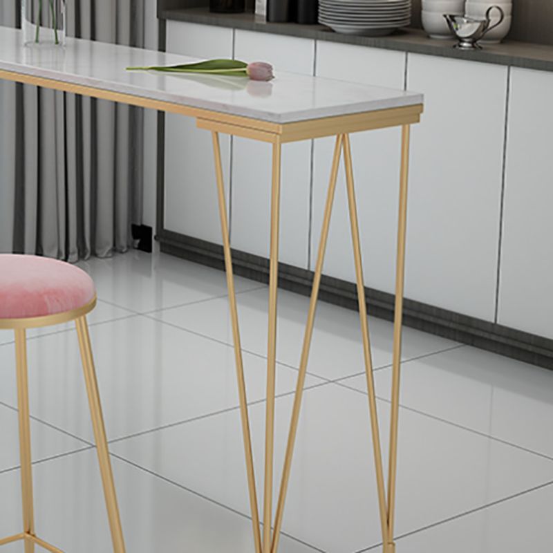 Glam Style Faux Marble Bar Counter Table Rectangle Bar Counter Table