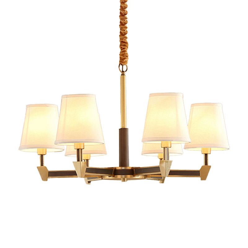 Postmoderne konische Decke Anhänger Stoff 6/8-Kopf-Wohnzimmer Kronleuchter in Weiß
