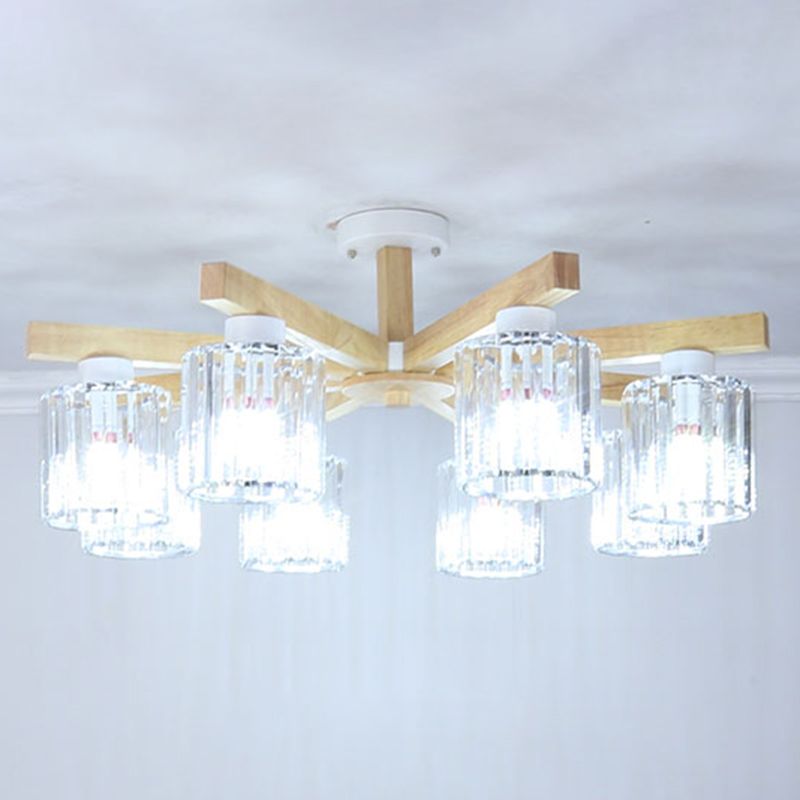 Modern Flush Light Fixtures Crystal Cylinder Flush Mount Lamp in Brown