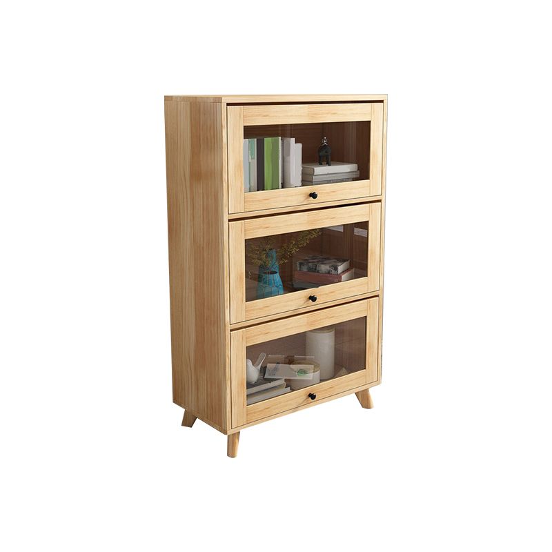 Natural Modern Style Geometric Bookshelf Solid Wooden Bookcase with Rectangular Shelves