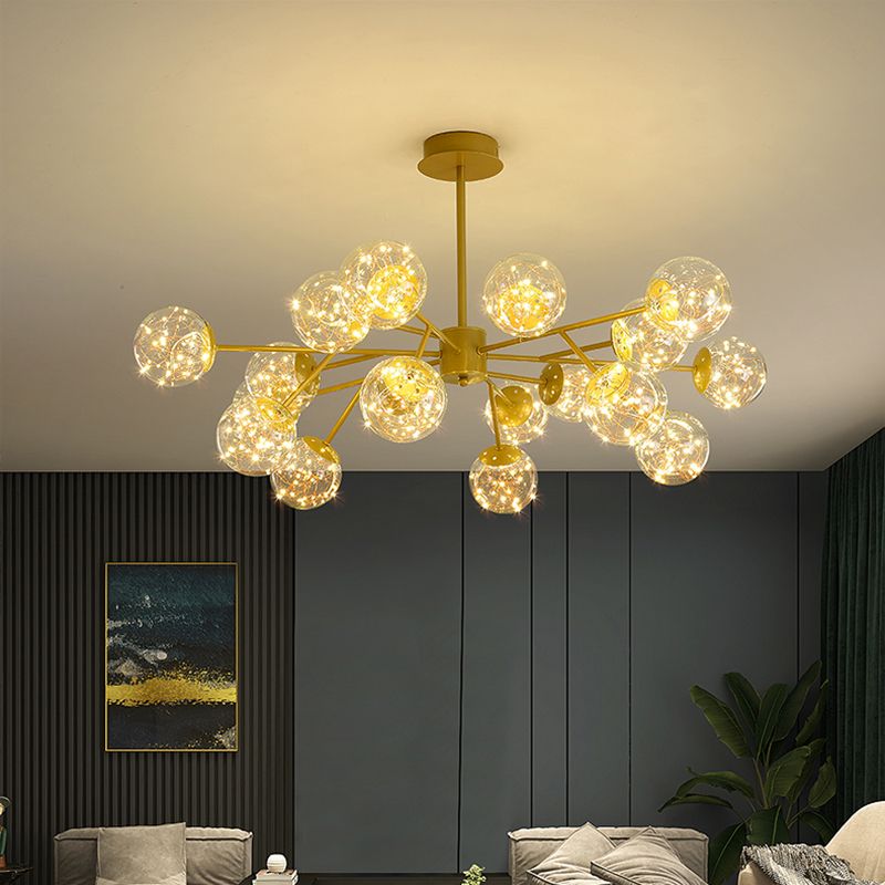 Modern Globe Pendant Chandelier Glass 18 Lights Chandelier for Living Room