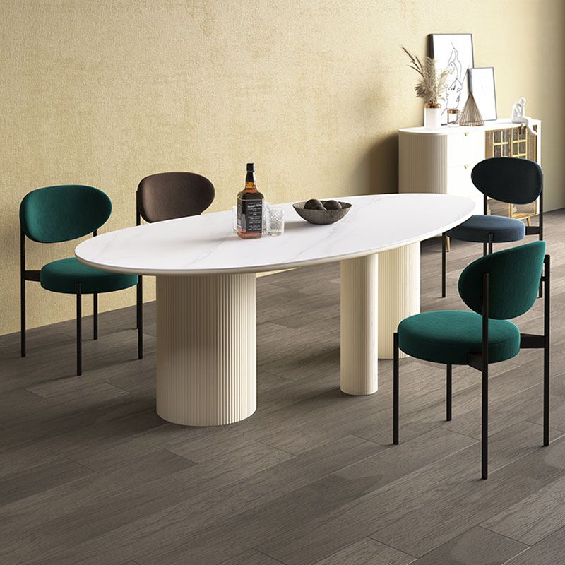 Modern Stone Top Dinette Table Oval Home Kitchen Dinner Tripod Dining Table