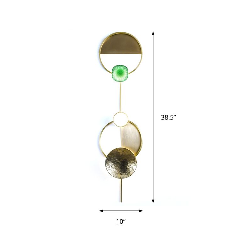 Minimalist Orbit Wall Sconce Lamp 10"/12.5"/17" Wide Metallic Wall Light Fixture in Brass, White Light