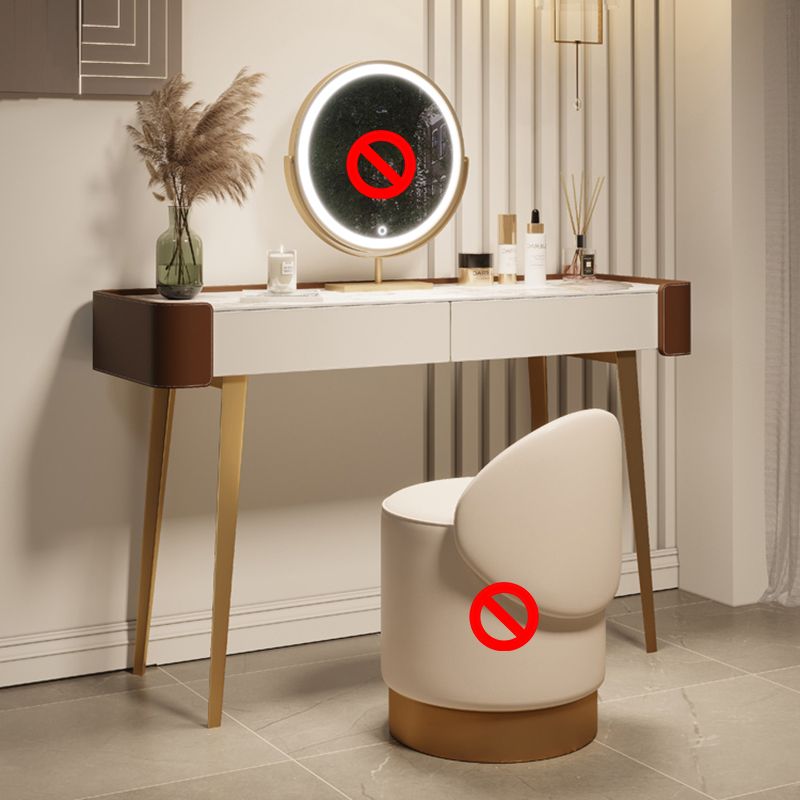 Faux Leather Makeup Vanity Desk Glam 2-Drawer Dressing Table