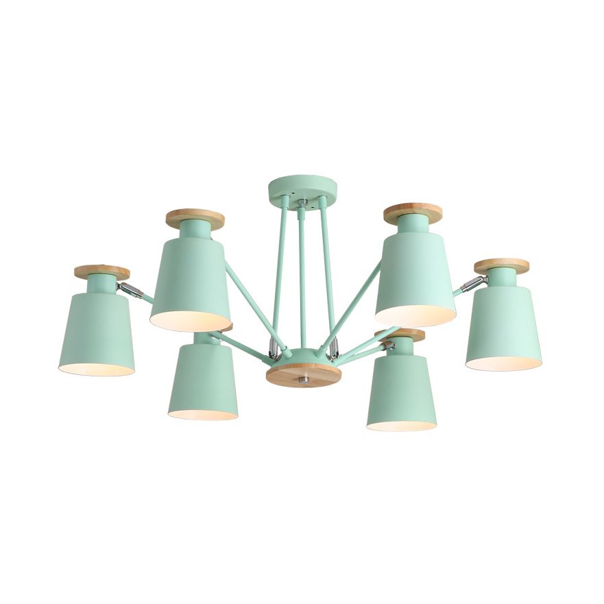 Rotatable Bucket Shade Chandelier Nordic Simple Metal Pendant Light for Living Room
