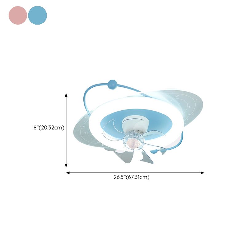 7-Blade Ceiling Fan Children Metallic Pink/Blue Fan with Light for Room