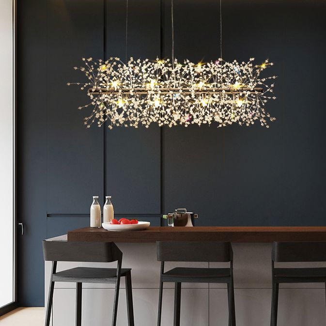 Luce a ciondolo di Crystal Island di ramificazione Modern Dining Room Isola lampade