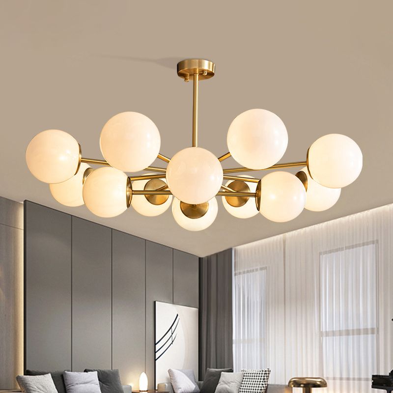 Lámpara de lámpara de lámpara de globo de vidrio accesorio de iluminación de araña minimalista en blanco