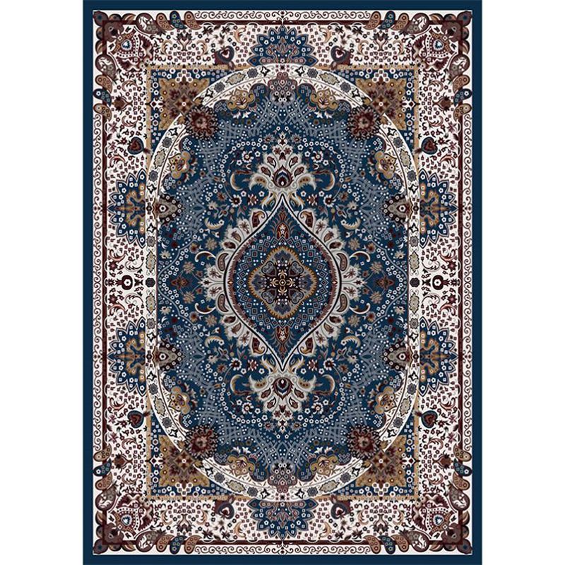 Moroccan Medallion Pattern Carpet Polyester Area Rug Stain Resistant Indoor Rug for Living Room