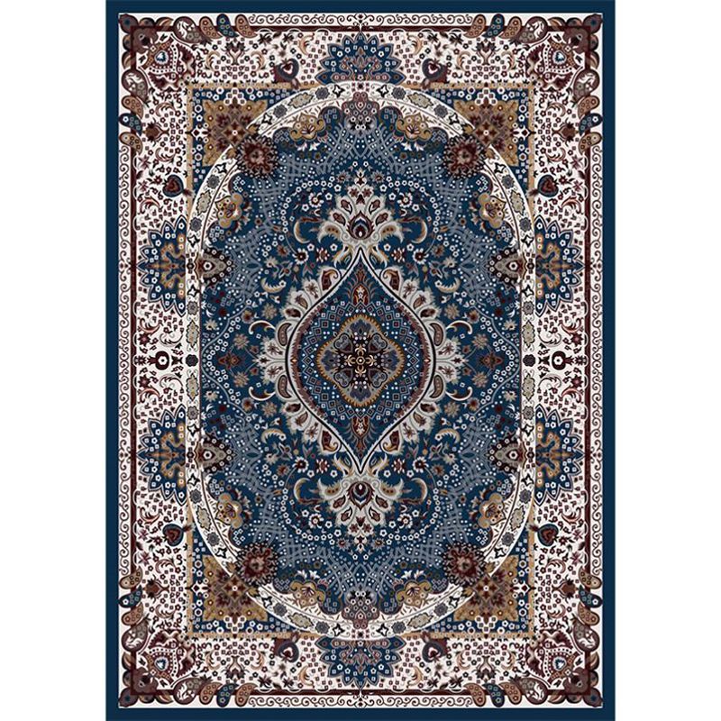 Moroccan Medallion Pattern Carpet Polyester Area Rug Stain Resistant Indoor Rug for Living Room