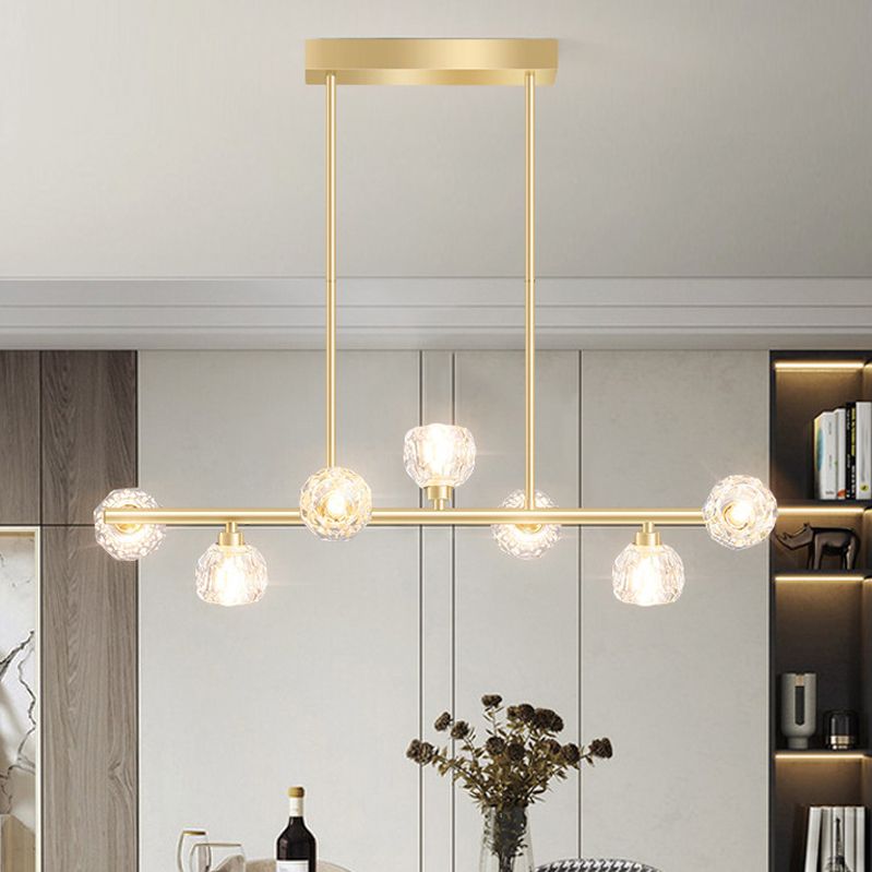 7-Light Modern Golden Kitchen Island Lighting LED Ceiling Light for Bedroom