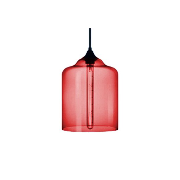 Glaskrug Suspension Licht zeitgemäß 1 hellrot/braun/blau hängende Deckenleuchte