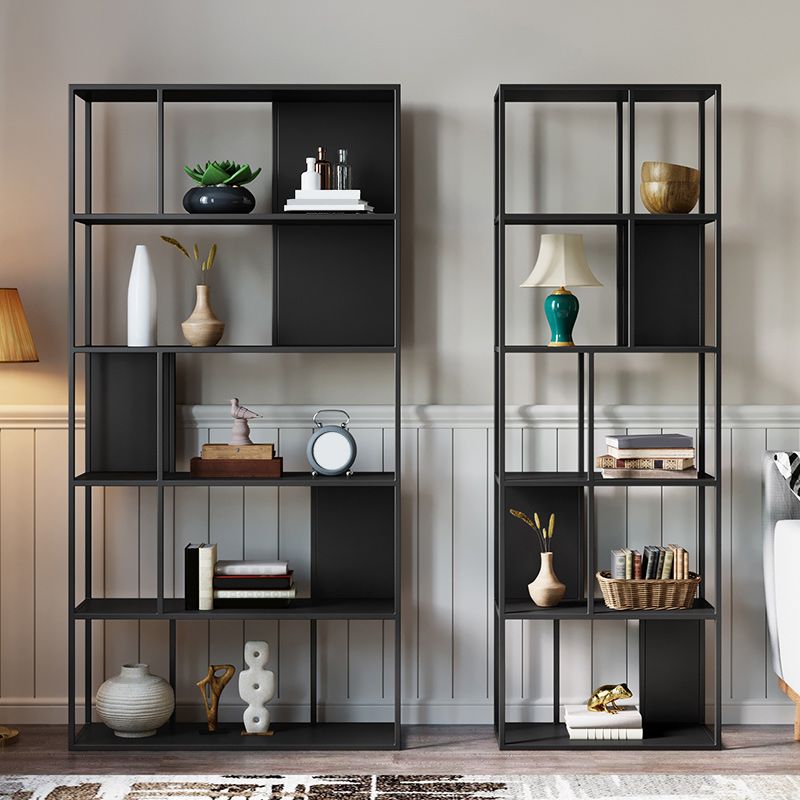 5-Shelf Modern Metal Bookshelf Etagere Open Shelf Bookcase in Burnish