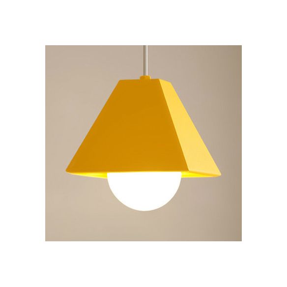 Accesorio de techo de sombra de pirámide naranja/verde Metálico 1 Bulbo de dormitorio Bulbo Iluminación colgante