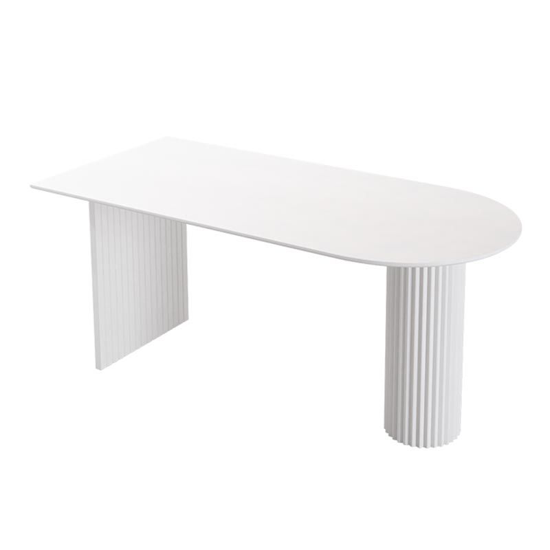 Minimalism Oval Dining Table Metal Double Pedestal Dining Table for Living Room