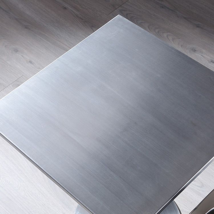 Industrial Square Dining Table Stainless Steel Table with Pedestal Base