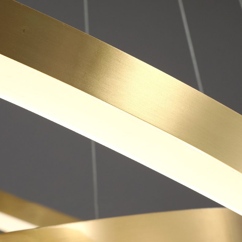 Ring Shaped Bedroom Chandelier Acrylic Minimalist LED Hanging Pendant Light in Gold