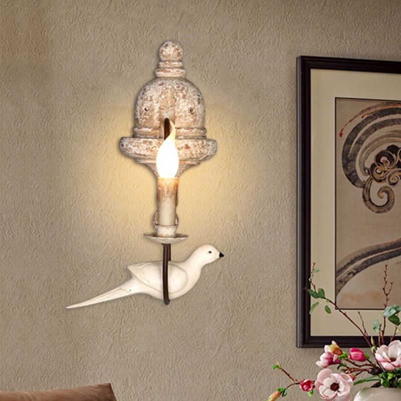 Candelabra indoor wandbevestiging verlichting platteland 1/2-licht bruine wandlamp armatuur met vogel deco