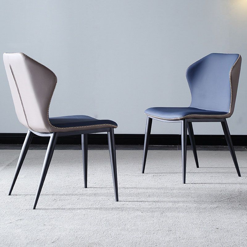 Sillas de comedor de cuero con respaldo de estilo industrial para el hogar (juego de 2)