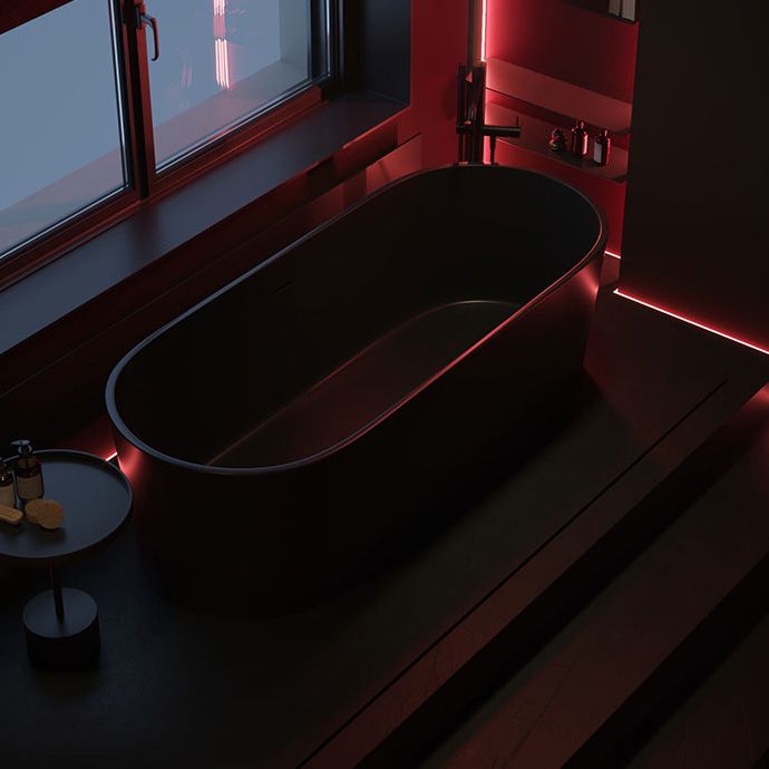 Freestanding Soaking Bathtub Oval Antique Finish Modern Bath Tub