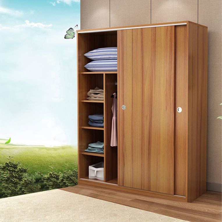 Two Doors Wardrobe Armoire Modern Engineered Wood Wardrobe Closet