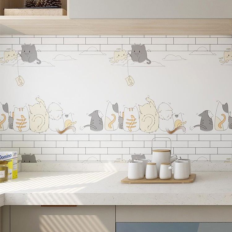 Modern Peel and Stick Backsplash Tile PVC Rectangular Wallpaper