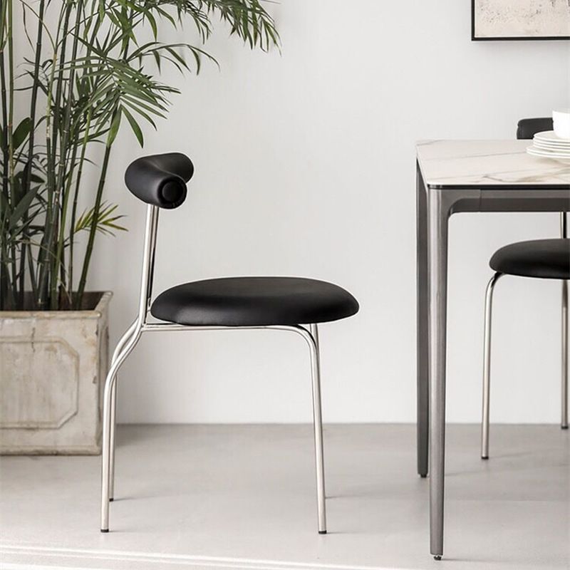 Kitchen Open Back Dining Chair Home Metal Armless Side Chair