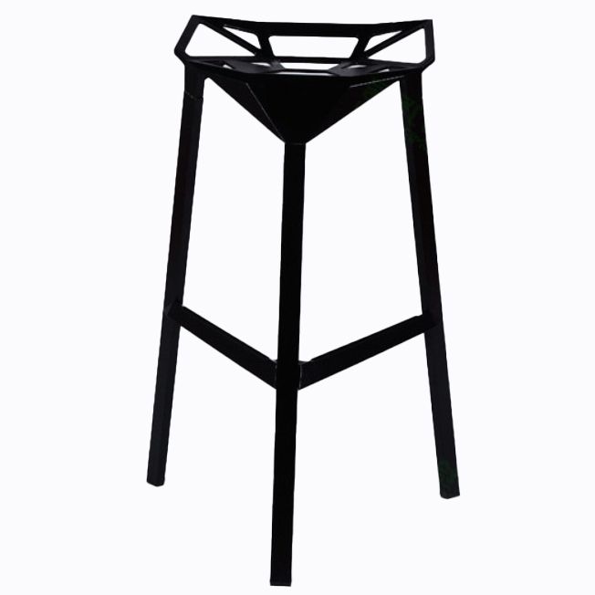 Modern Armless Backrest Counter Stool Iron Milk Tea Shop Bar Stool with Seat and Pedal