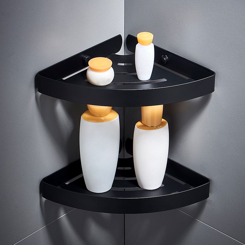 Silver/Black Bathroom Accessory Set Modern 1/2/3 - Piece Bath Shelf