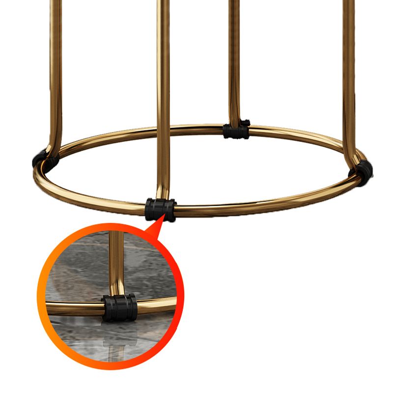 Contemporary Ottoman Fabric Upholstered Solid Color Round Ottoman