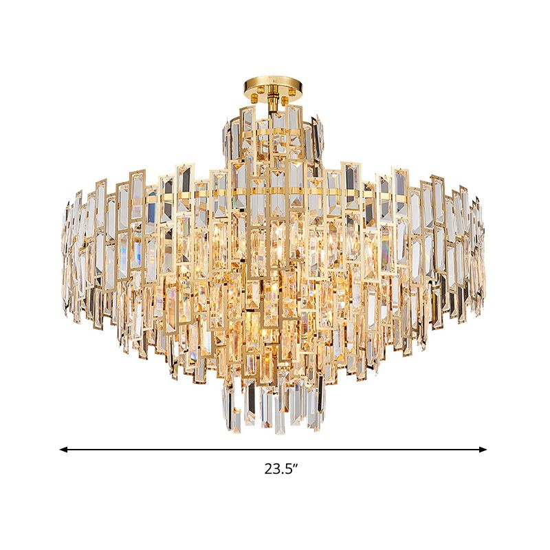 Chandelier suspendu à plusieurs niveaux Crystal contemporain 8/13 têtes 23,5 "/31,5" Kit de lumière suspendue en or pour le salon