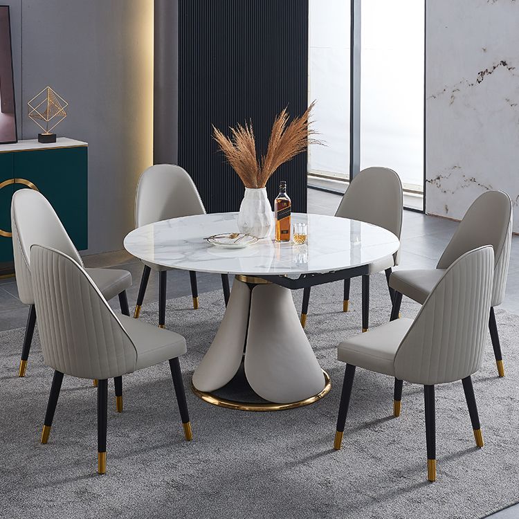 Sillas de comedor de madera Glam sin brazos, sillas de comedor de piel sintética para uso doméstico (juego de 2)