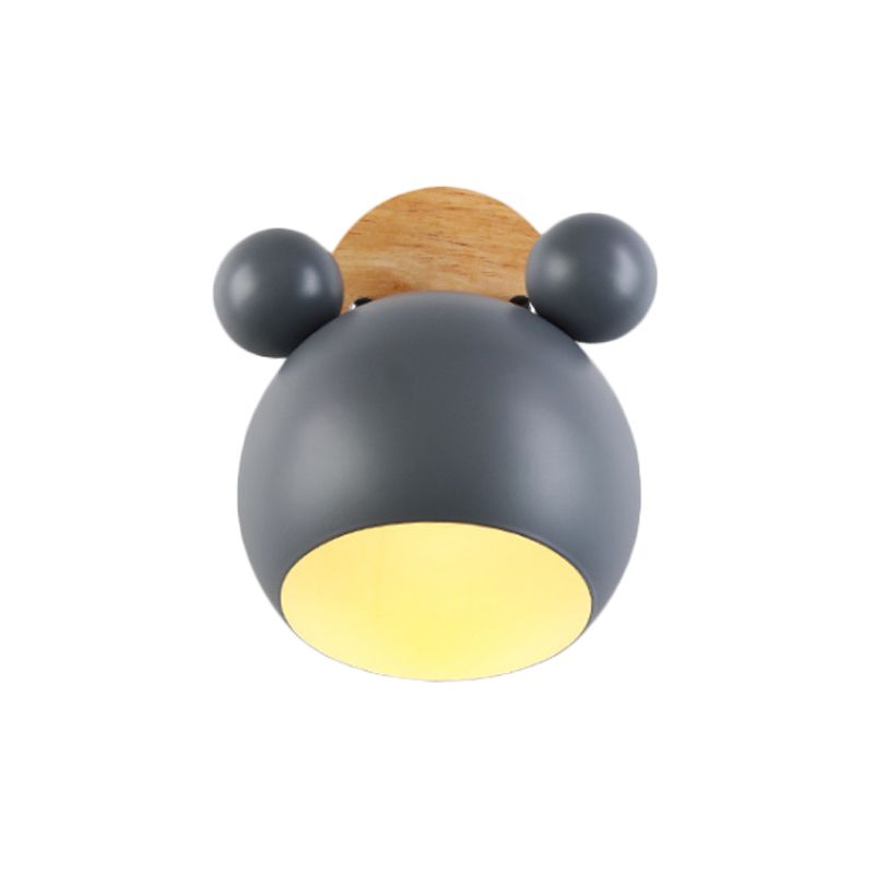 Nordic Style Globe Wall Light Wood & Metal 1 Bulb Wall Sconce for Restaurant Hallway