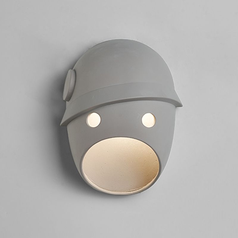 Modern Metal Wall Sconce Mask Shape Wall Light with Resin Shade for Living Room