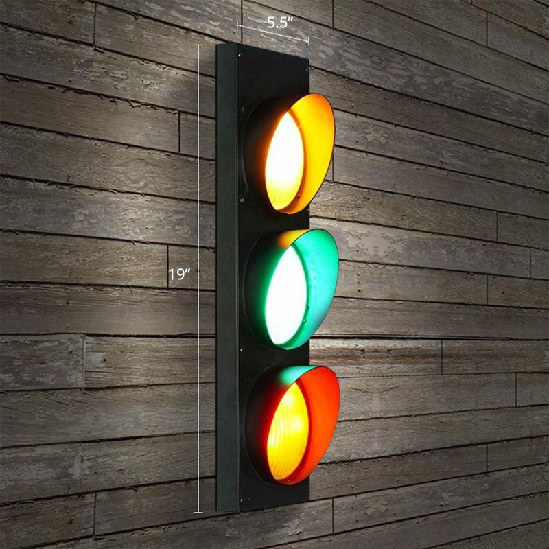 Ampelbrett Wandbeleuchtung dekoratives Metall Restaurant Wandleuchte Licht in Schwarz