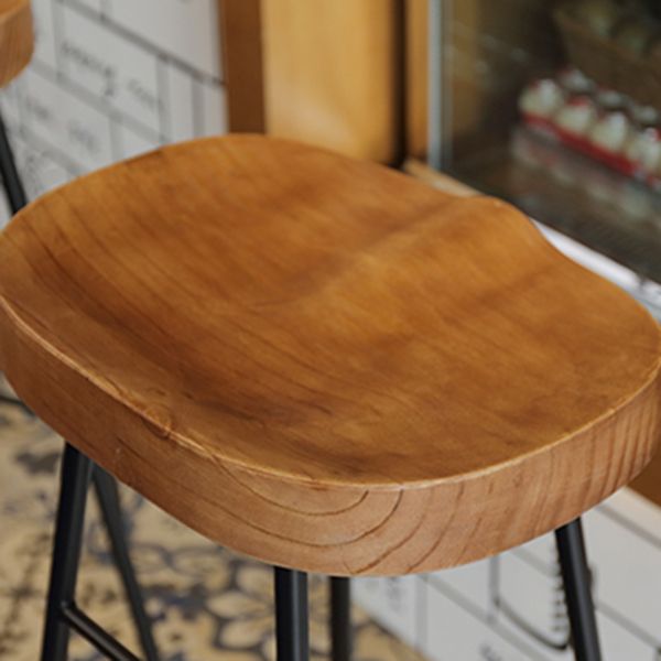 Industrial Wood Natural Barstool Wood Furniture with Metal Base for Home