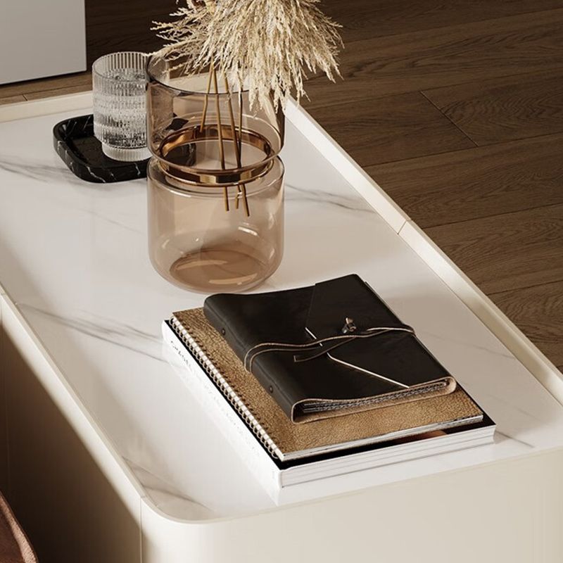 Tray Top Rectangular Side Table with 2 Drawers and a Cabinet