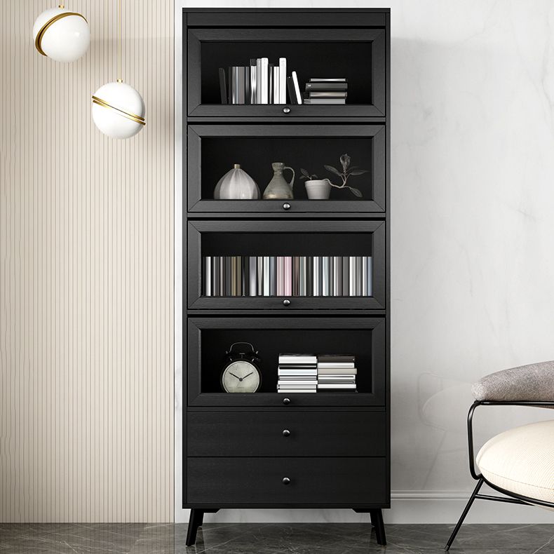 Modern Style Bookcase Standard Closed Back Wooden Bookshelf with Doors