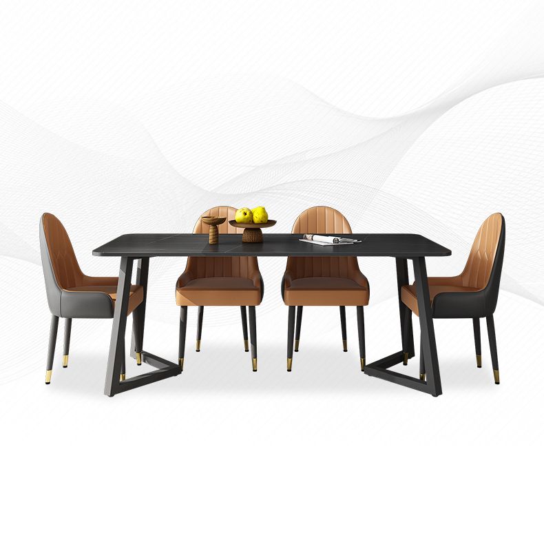 Modern Black Dining Table Set 1/2/5/7 Pieces Metal Dinette Set for Home